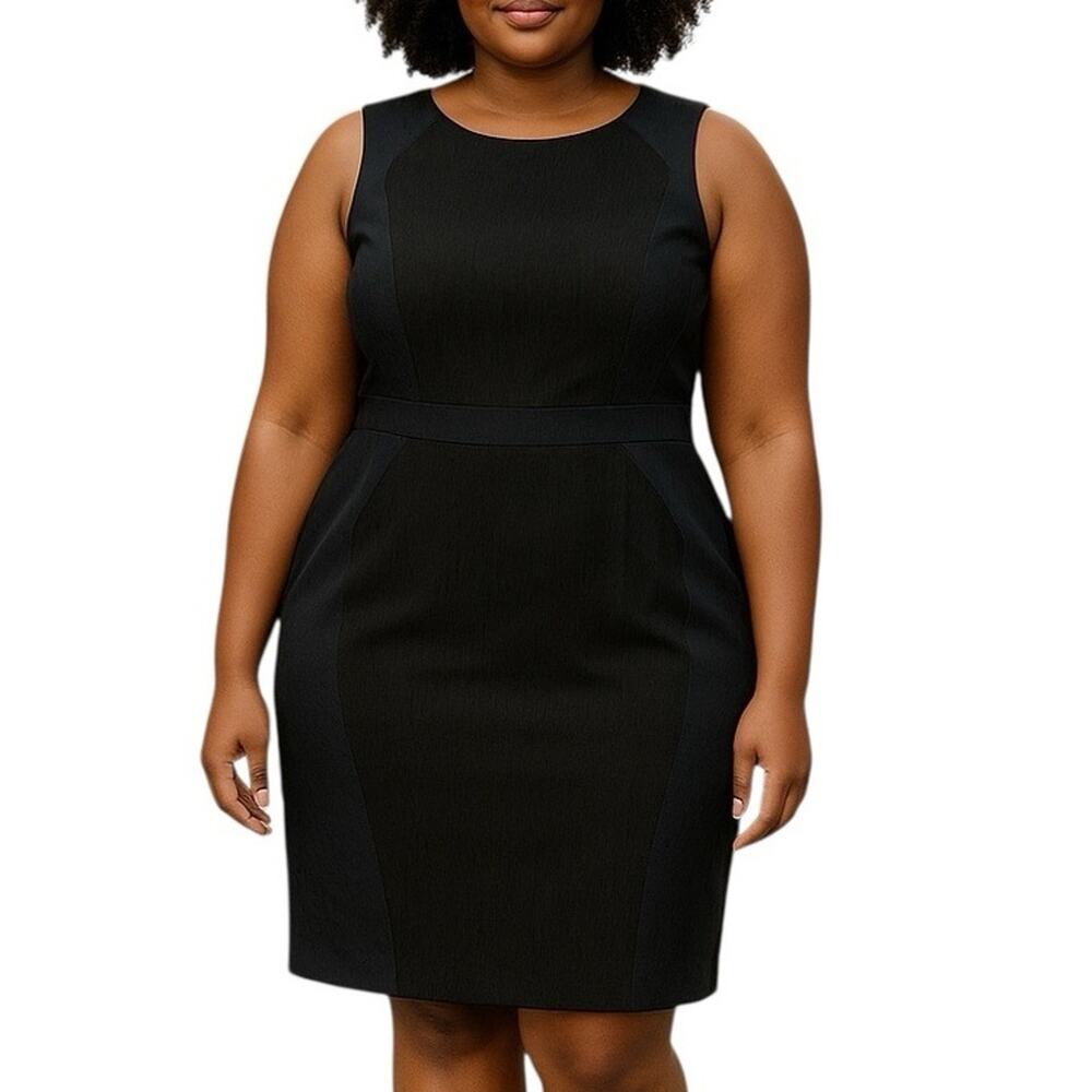 Black Navy Sheath Dress Size 14 Jacquard Midi Career Wedding Guest NWT